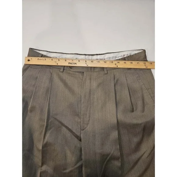 Canali Proposta Pants Mens 36/52 Tan Wool Pleated Dress Trousers Made Italy - Picture 10 of 11